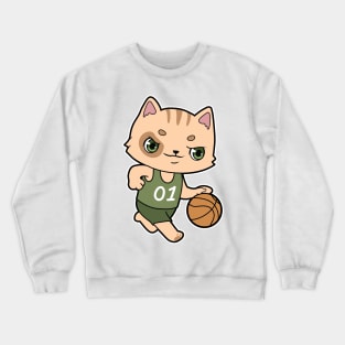 Cat at Basketball Sports Crewneck Sweatshirt